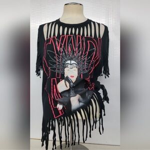 Black Fringe Graphic Women's Top
